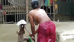 India Open Air Shower Of Sexy Village Bhabhi